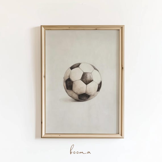Soccer Ball Sketch Vintage Illustration Trendy Sports Decor Boys Room Digital Download
