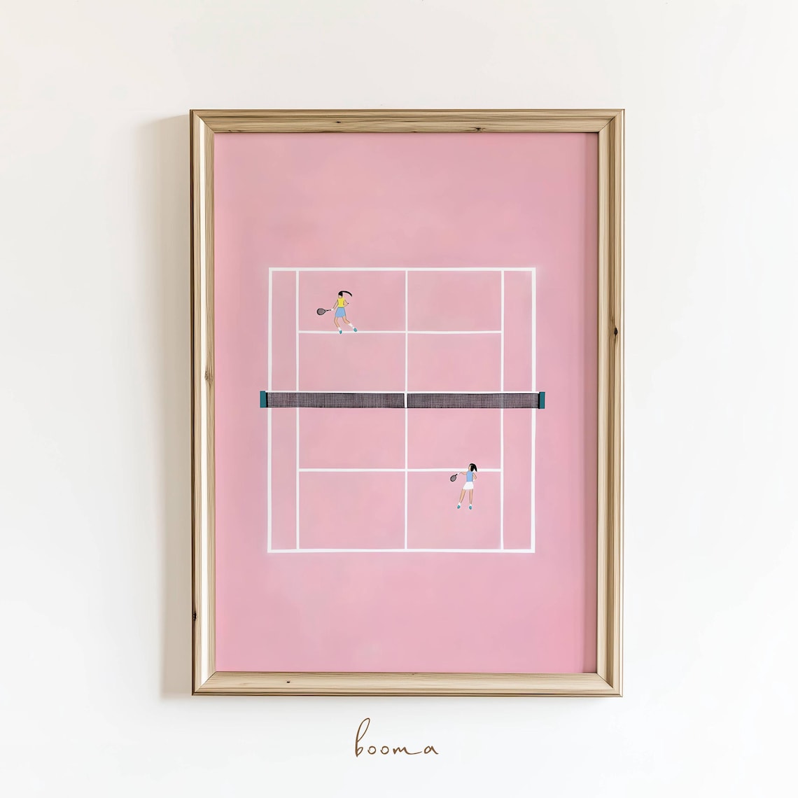 Pink Tennis Court Preppy Aerial Minimalist Sport Girls Match Poster