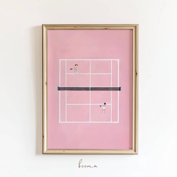 Tennis Court Art Print Preppy Sports Poster Digital Download