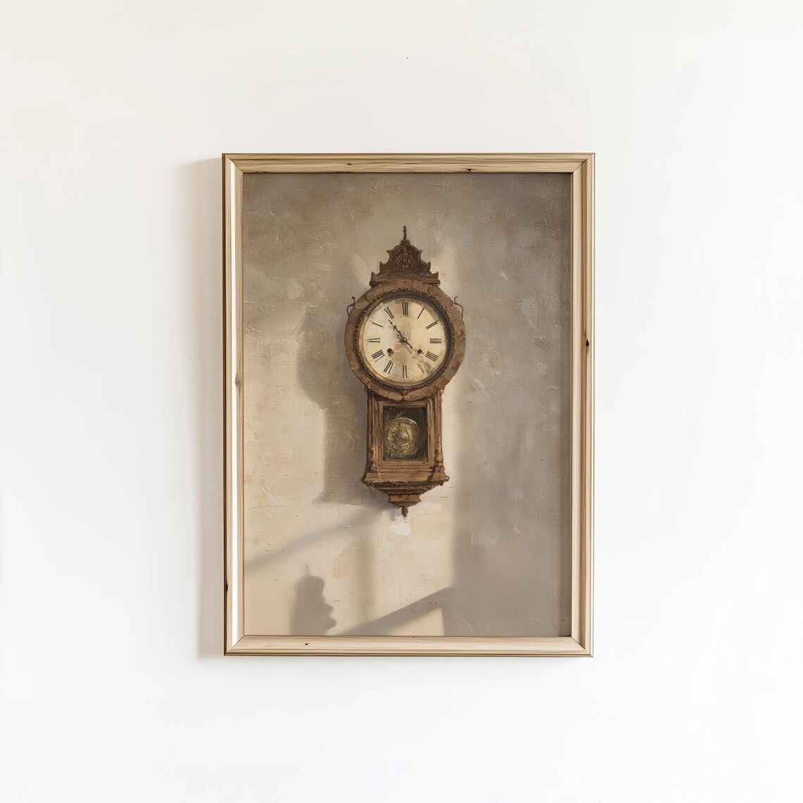 Antique Clock Still Life, Vintage Autumn Art