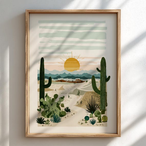 Pastel Desert Art Print Dawn Mirage Nature Wall Decor