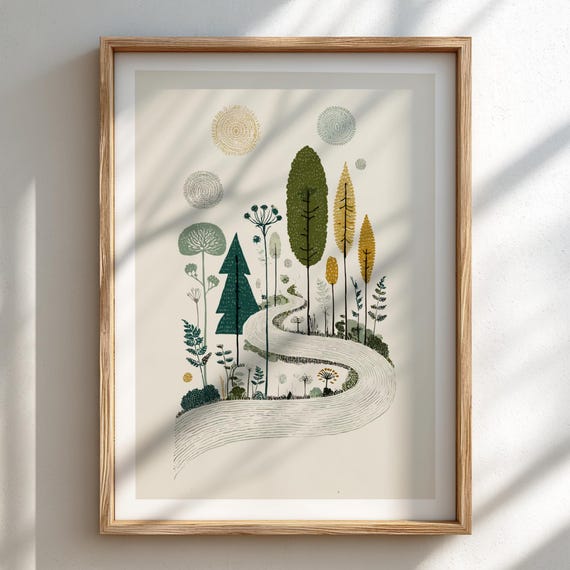 Ethereal Forest Art Print Pastel Nature Wall Decor