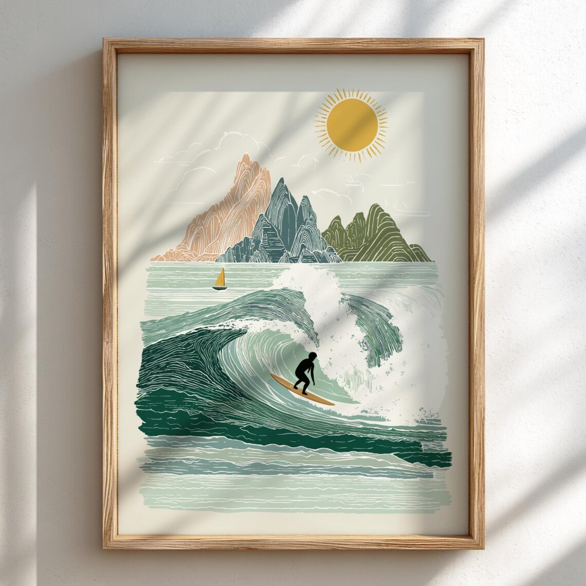 Surfs Crest Pastel Surfing Travel Poster