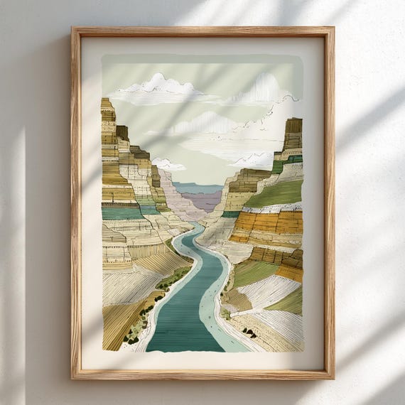 Canyon Twilight Veil Pastel Poster Serene Nature Wall Decor Print