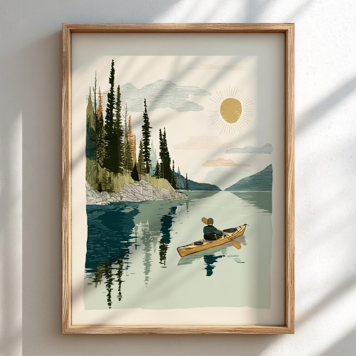 Paddle Into Twilight Pastel Kayaking Travel Poster