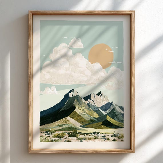 Volcanic Sunset Ridge Pastel Mountain Landscape Art Print Serene Nature Wall Decor Poster