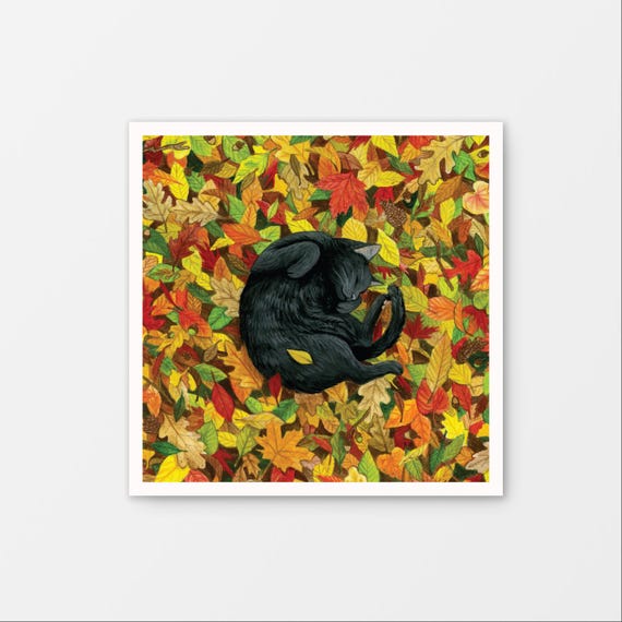 Fall Cat Nap Gouache Art Print