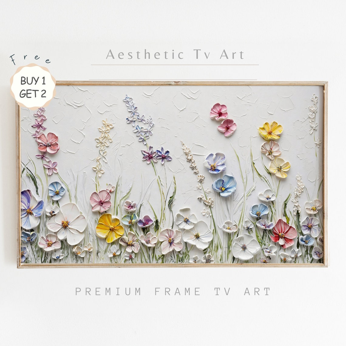 Neutral Abstract Floral Impasto Cream Textured Farmhouse Art Poster