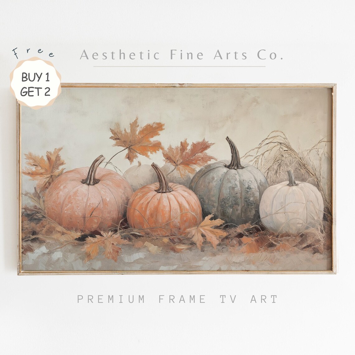 Rustic Fall Pumpkins Art, Thanksgiving Decor