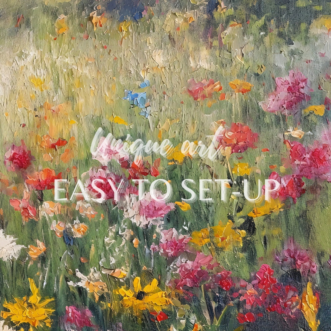 Summer Wildflower Field Meadow Impressionist Oil Painting Poster - Image 2