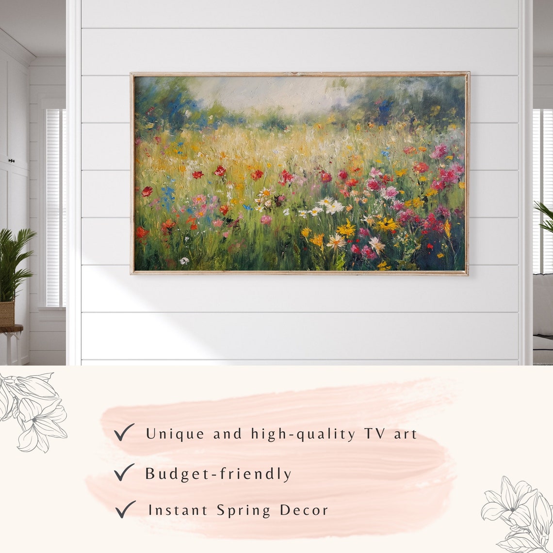 Summer Wildflower Field Meadow Impressionist Oil Painting Poster - Image 3