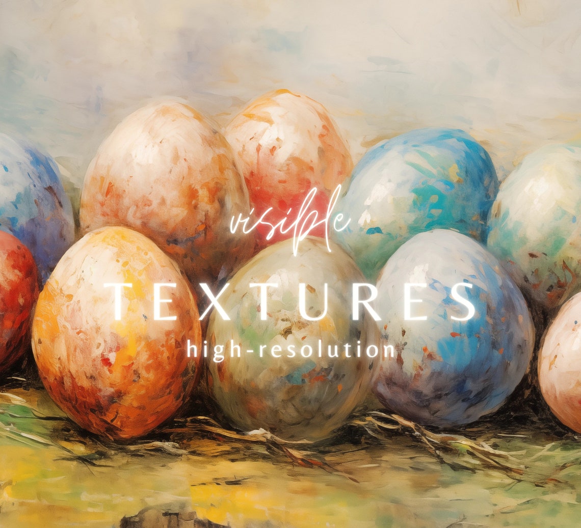 Colorful Painted Easter Eggs Row Pastel Spring Oil Painting Art - Image 2