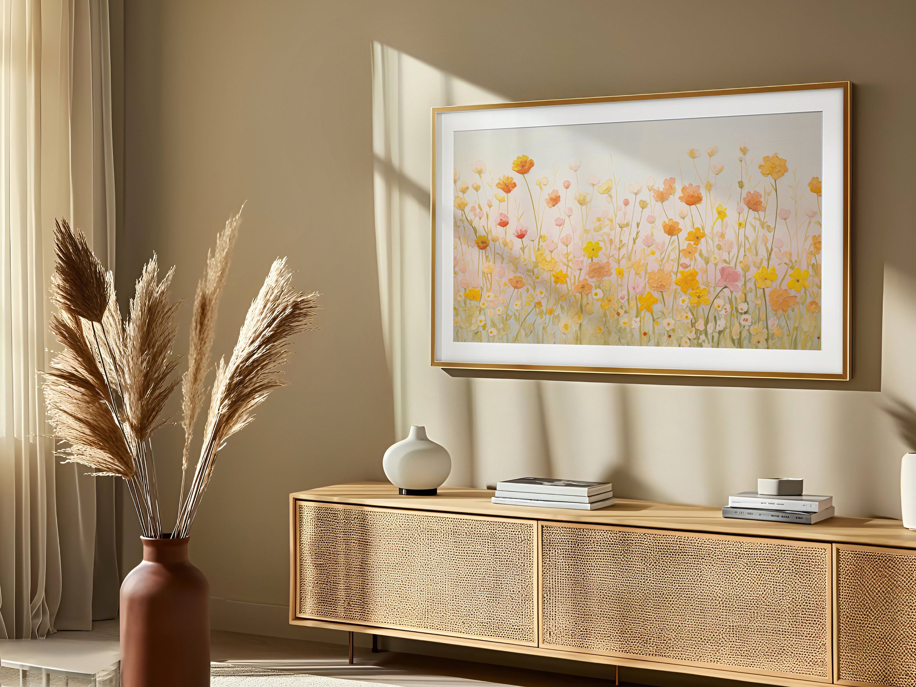 Frame Tv Art Spring Wildflower Field Country Flowers Oil Painting Colorful Wildflowers Art Frame Tv Art - Image 2