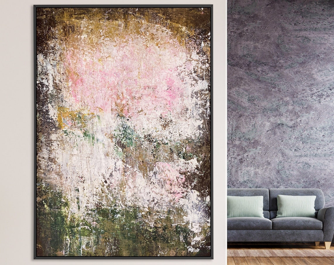 White Pink Green Soft Light Textured Abstract Vertical Poster