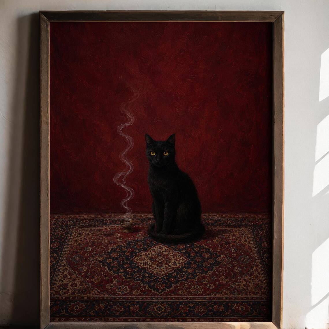 Black Cat Persian Rug Vintage Gothic Decor
