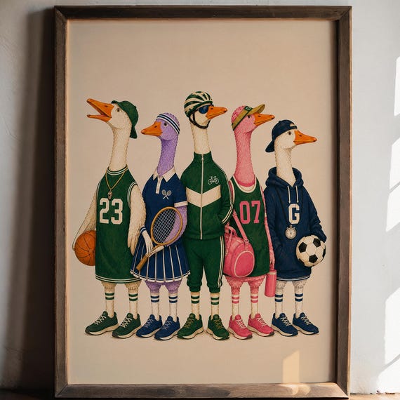 Sporty Goose Poster, Football Team Wall Art