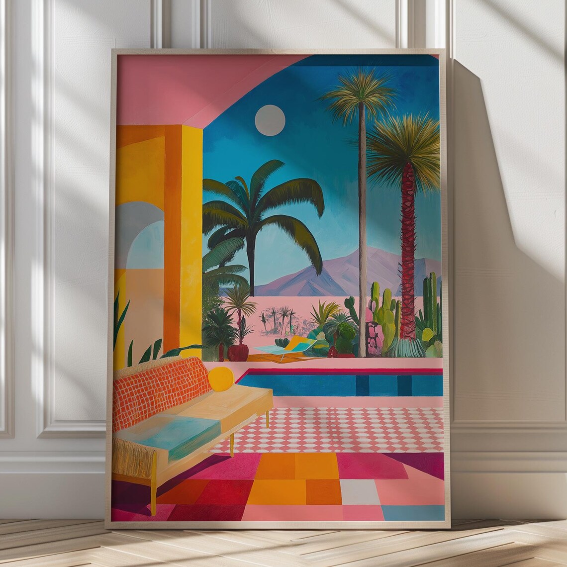 Tropical Poolside Patio Palm Paradise Vacation Mood Wall Poster