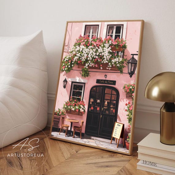 Cafe Poster Pastel Print Wall Art French Coffee Vintage Parisian Patisserie