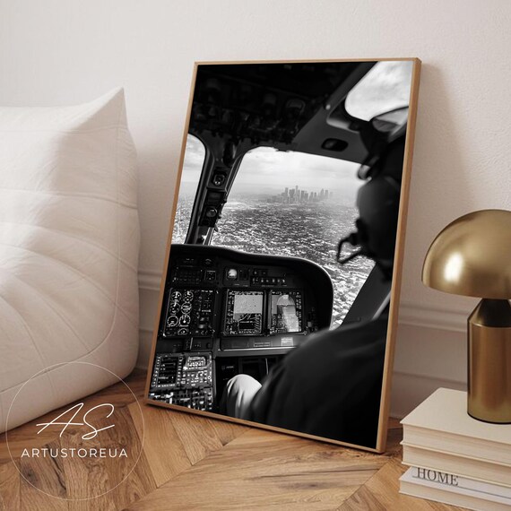 Los Angeles Poster, Black And White Skyline Aerial Art