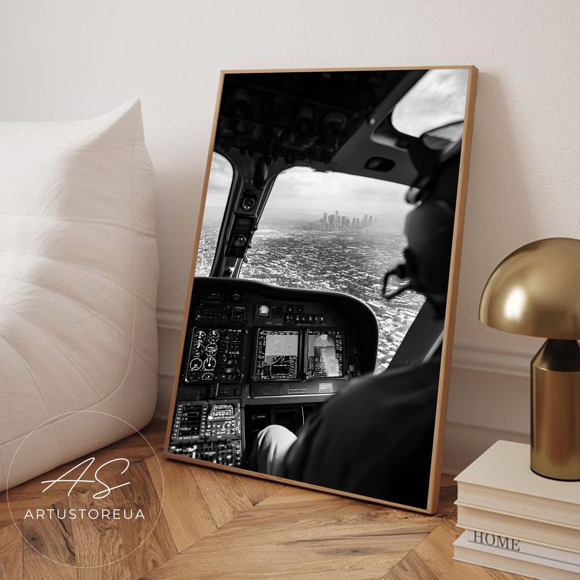 Los Angeles Poster, Black And White Skyline Aerial Art