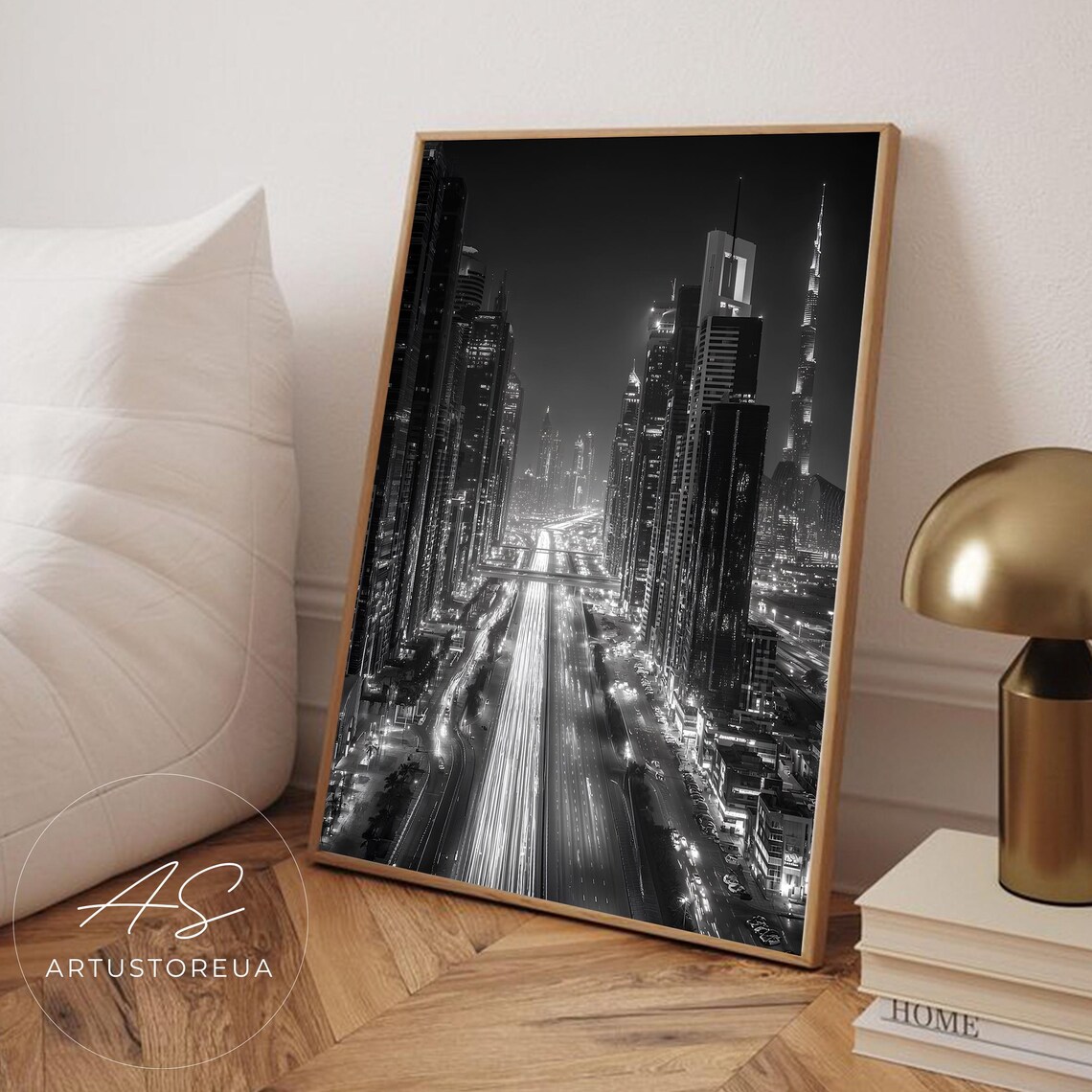 Dubai Poster, Vintage Monochrome Cityscape Print