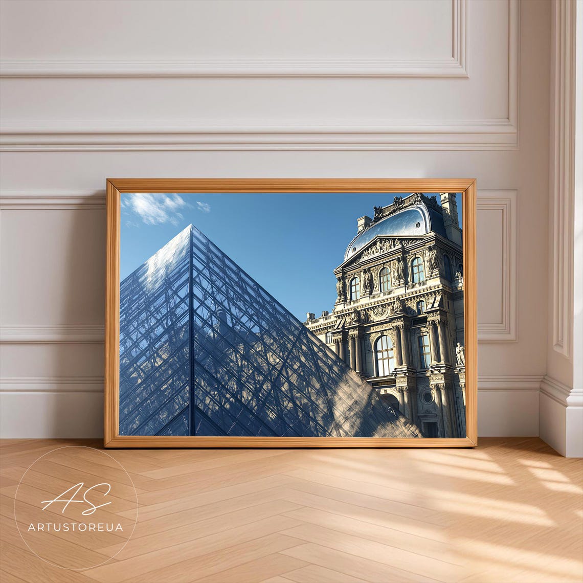 Paris Louvre Glass Pyramid Classic Architecture Travel Poster
