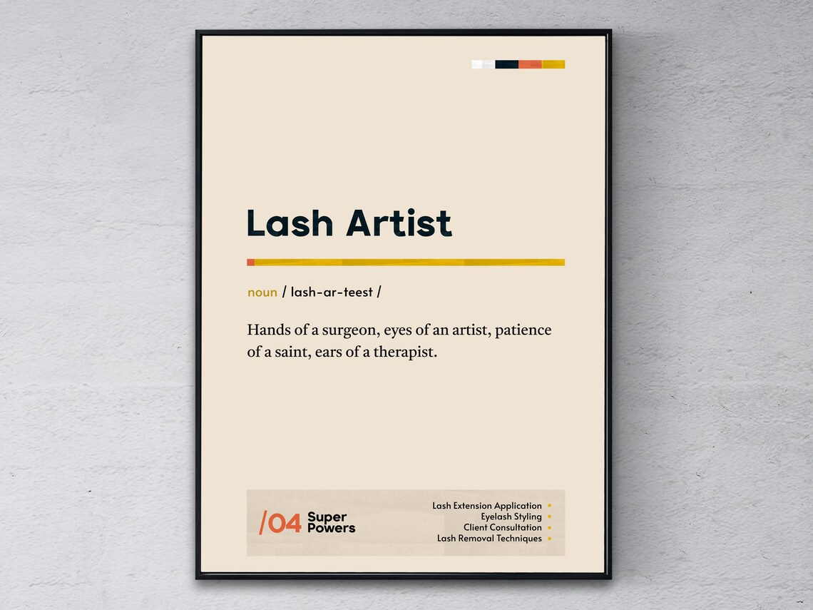 Lash Artist Funny Definition Eyelash Stylist Salon Office Gift Poster