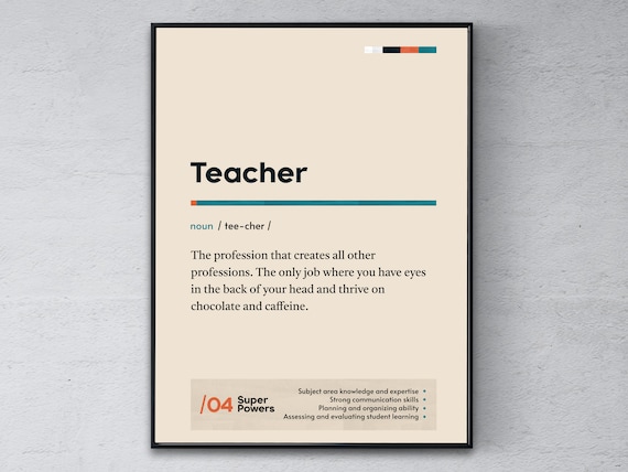 Funny Teacher Dictionary Definition Poster and Classroom Gift