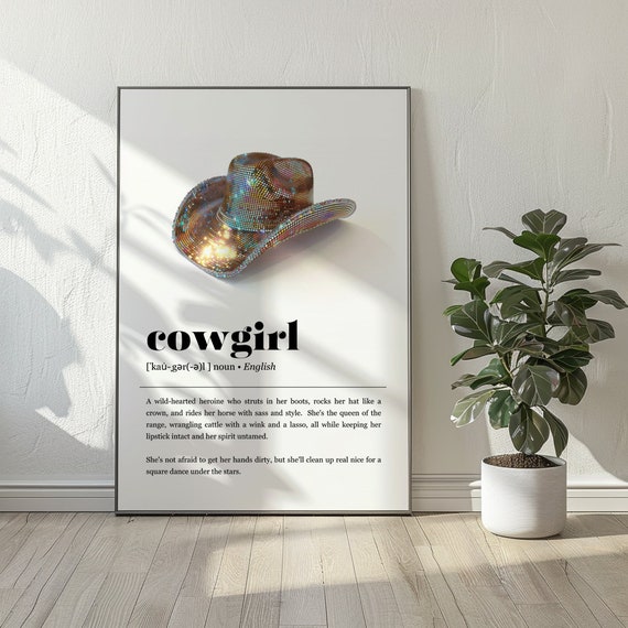 Cowgirl Definition Poster Western Wall Art Print Trendy House Poster Cowgirl Print Vintage Retro Art