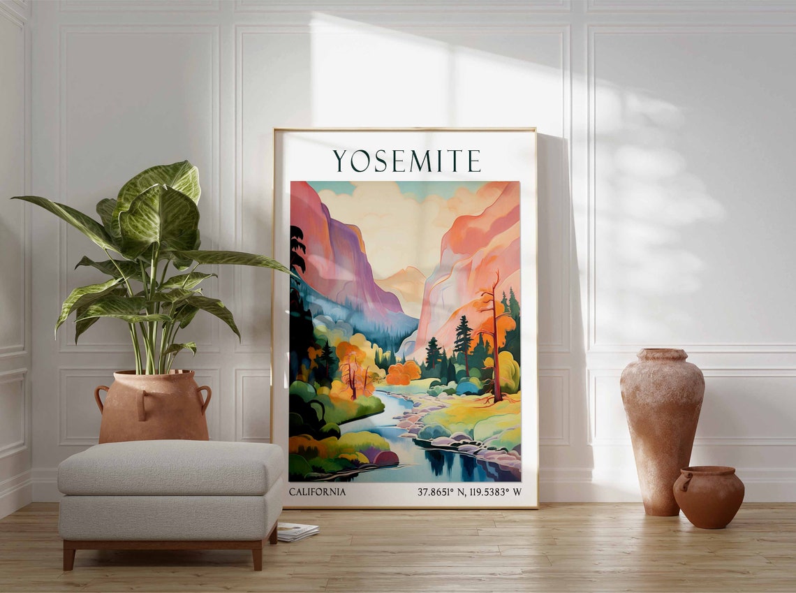 Yosemite Travel Print Yosemite Travel Poster National Park Wall Art Landscape Print Yosemite Art Print Travel Gift Vintage Wall Art - Image 2