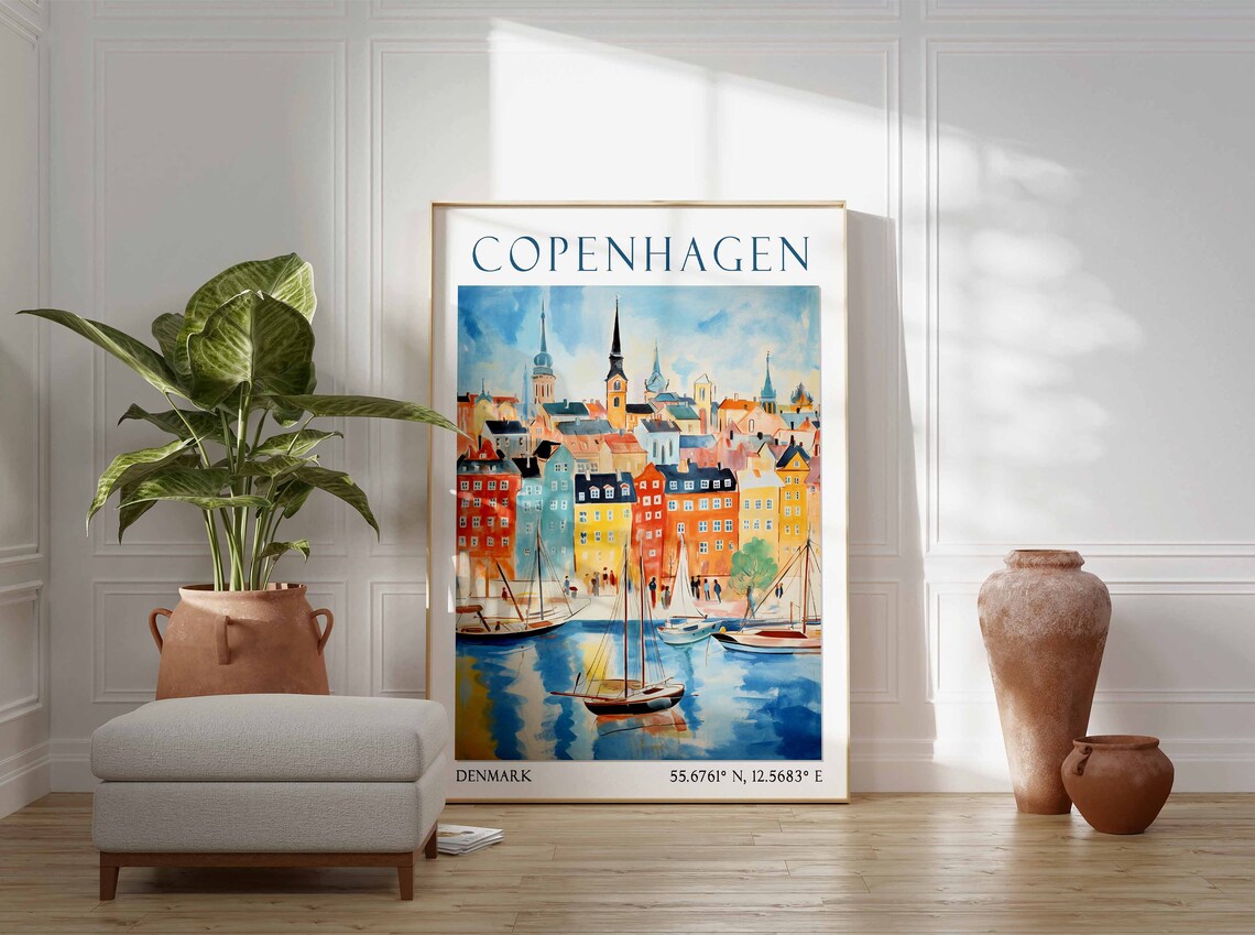 Copenhagen Waterfront Colorful Houses and Sailboats Poster Art - Image 2