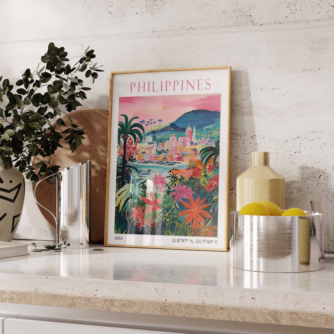 Philippines Travel Print Philippines Travel Poster Filipino Landscape Print Southeast Asian Travel Decor Travel Gift Vintage Travel Art - Image 3