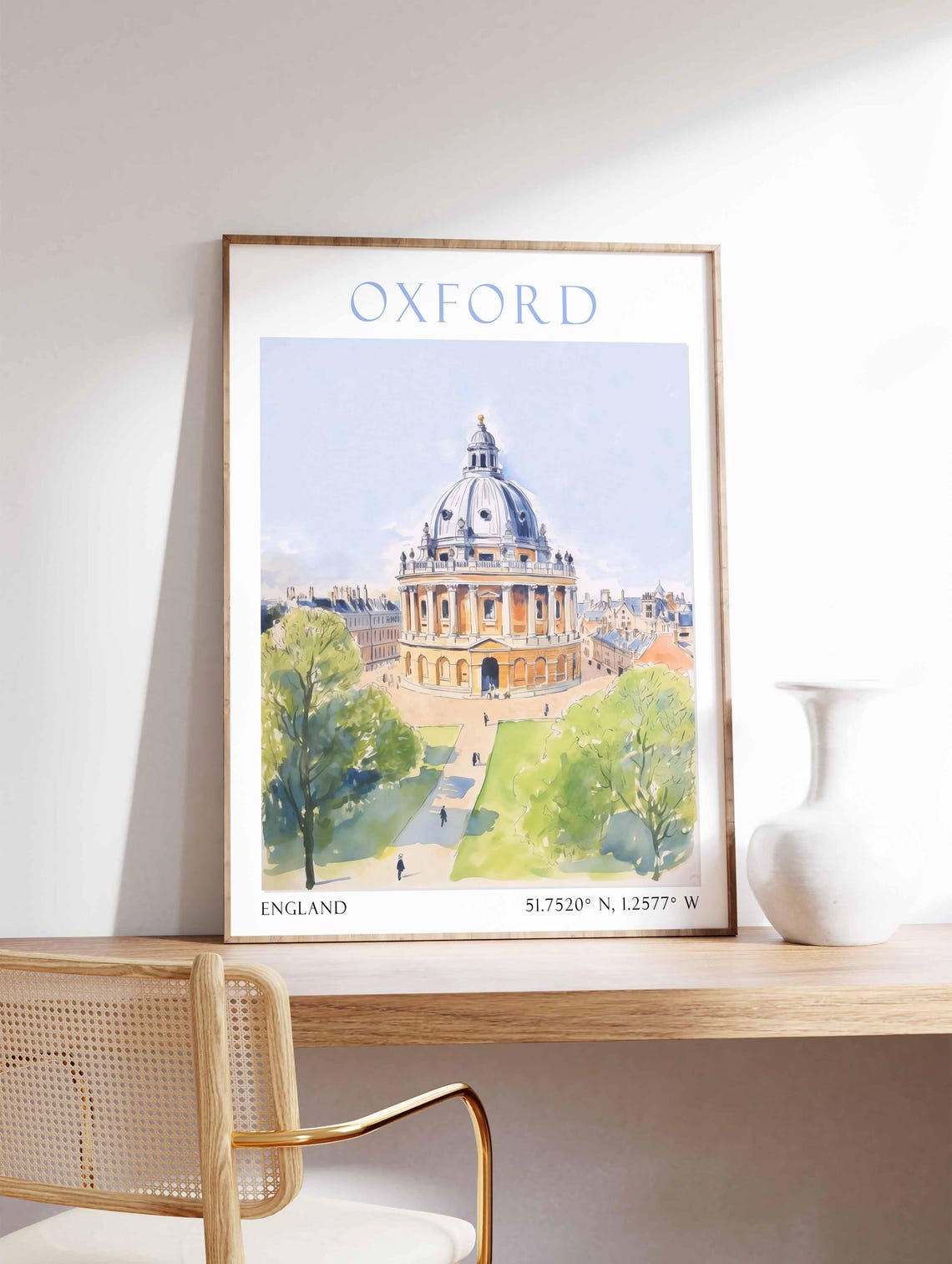 Oxford England Historic Radcliffe Camera Watercolor Travel Poster - Image 3