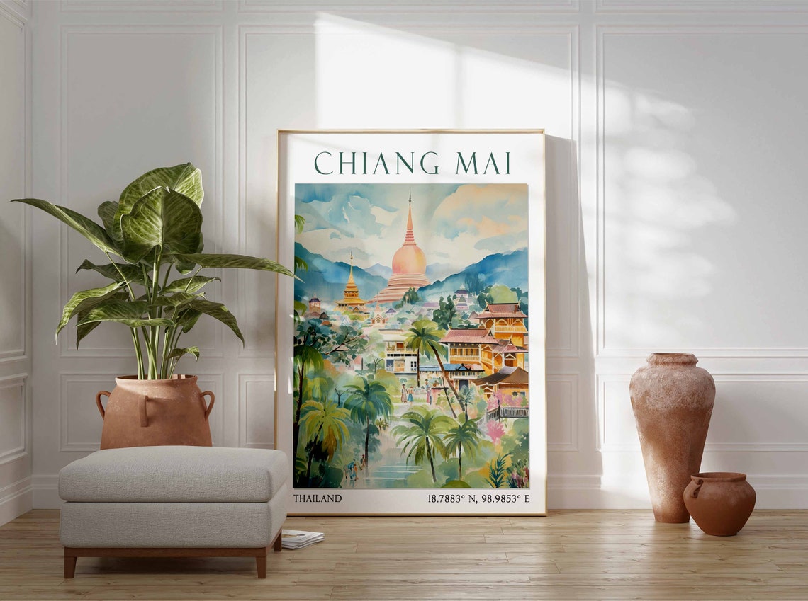 Chiang Mai Stupa Temples in a Tropical Mountain Setting Poster - Image 2