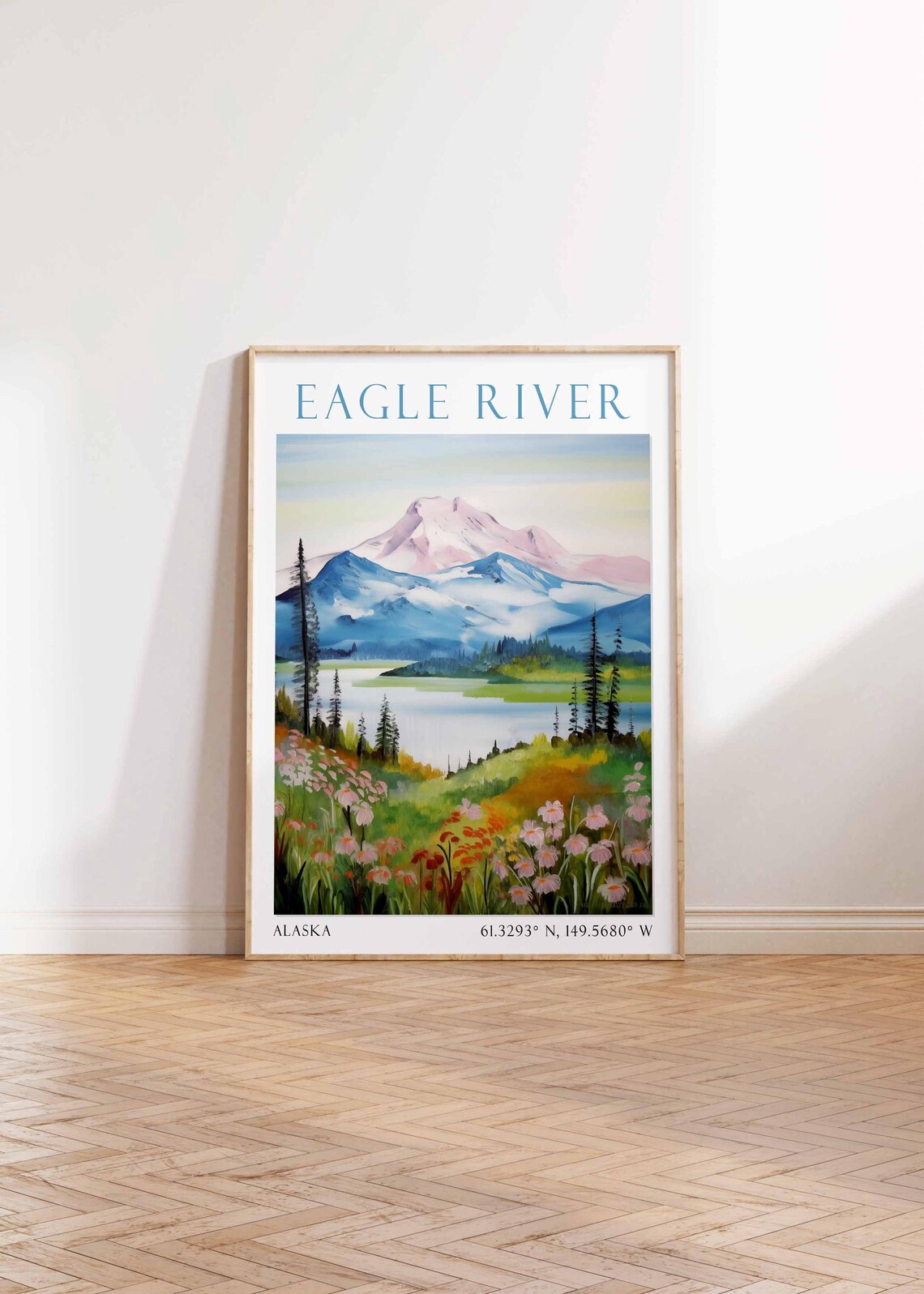 Eagle River Alaska Snow Mountain Lake Wildflowers Nature Travel Poster - Image 4