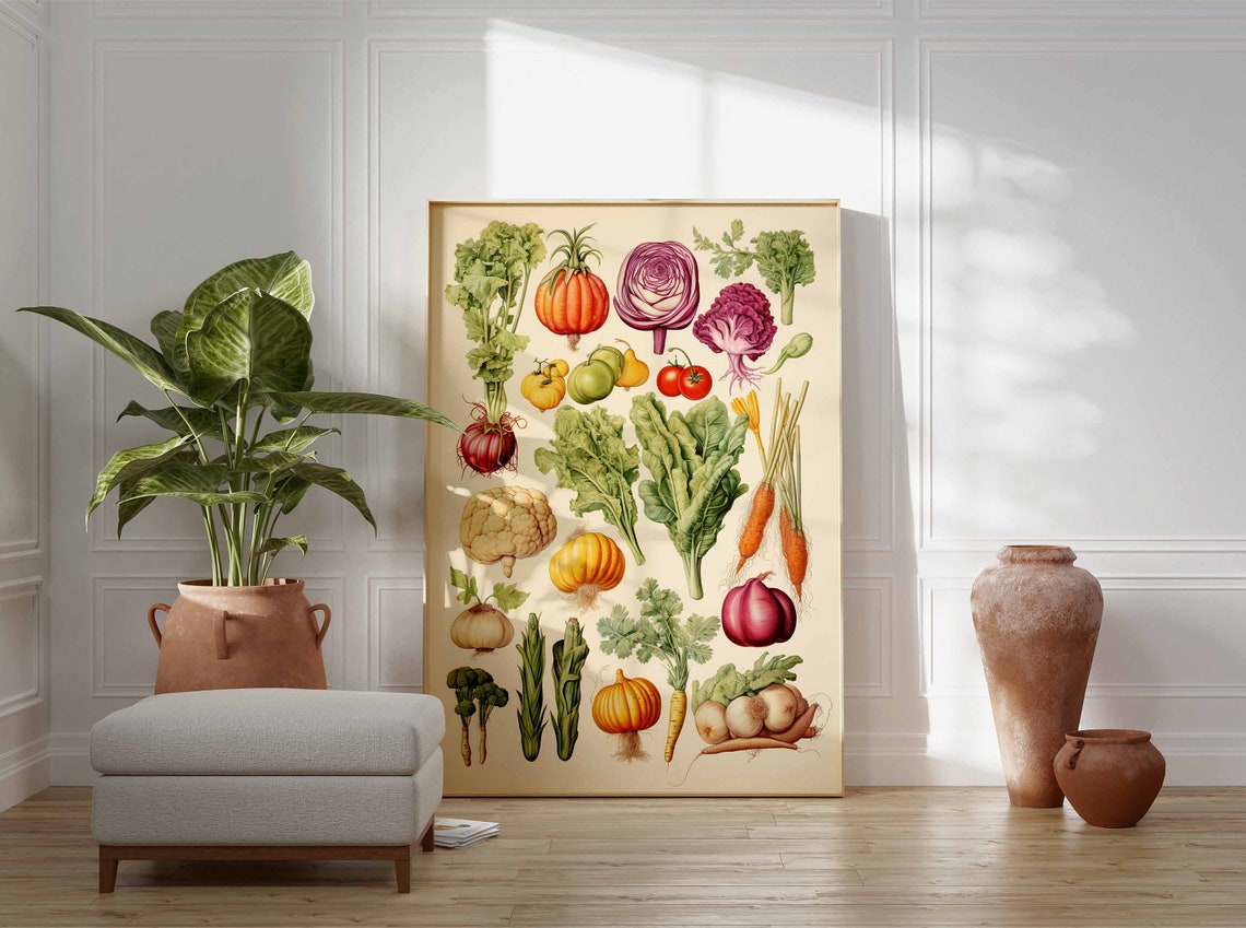 Heirloom Vegetable Botanical Illustration Cream Decor Poster - Image 3