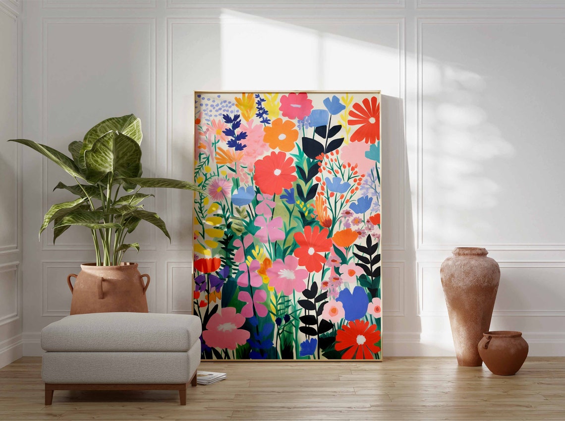 Wildflower Garden Bouquet On Ivory Painterly Botanical Art Poster - Image 3