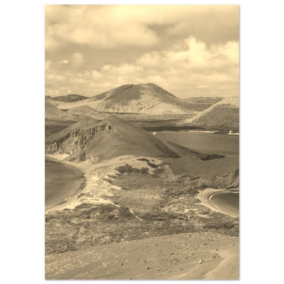 Vintage Galapagos Islands Sepia Poster Caribbean Travel Print