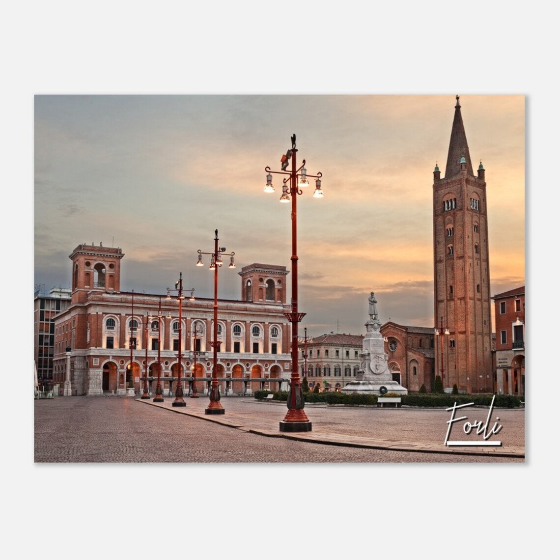 Forli Italy Sunset Evening Piazza Square Travel Photography Poster
