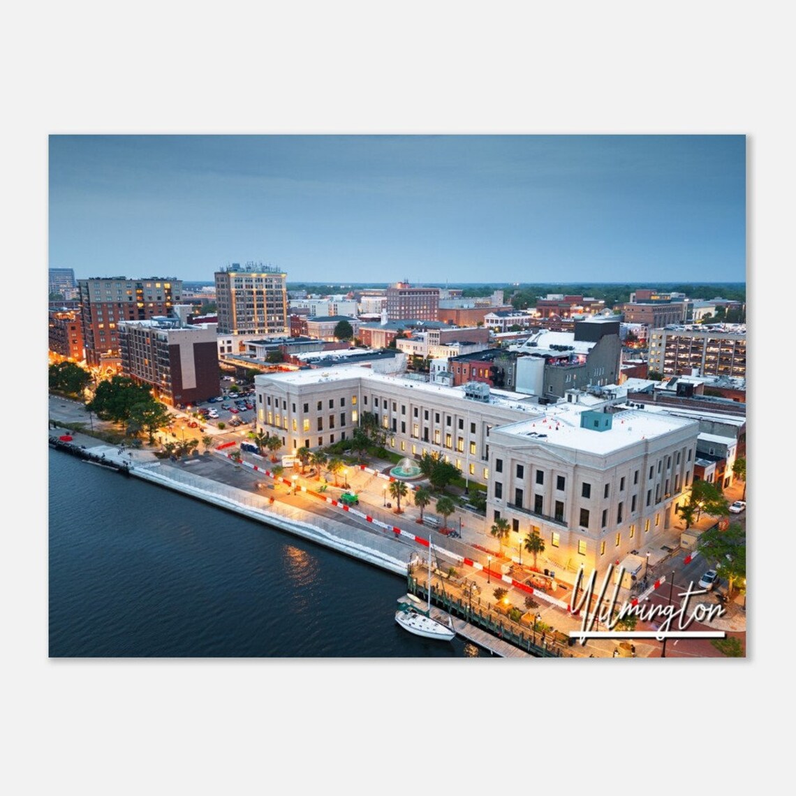 Wilmington NC Skyline Poster, Coastal Cityscape Art