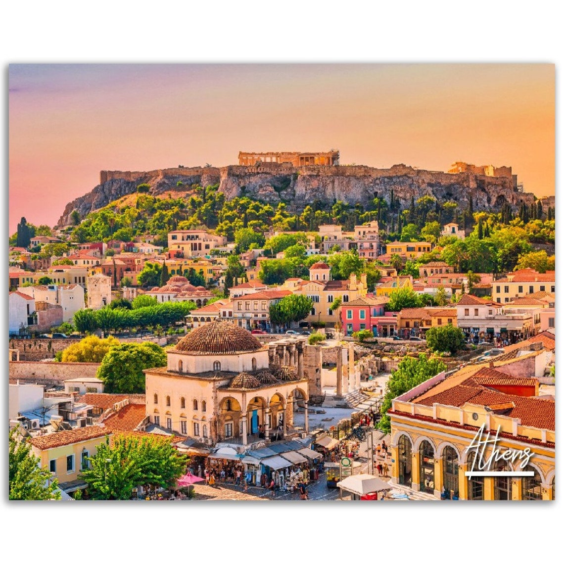 Athens Akropolis Cityscape Poster Greek Travel Photography
