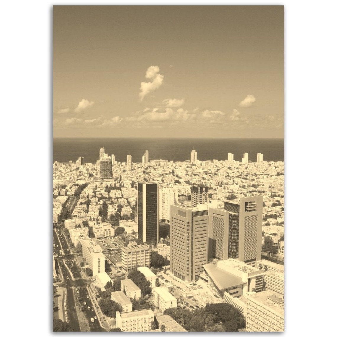 Vintage Tel Aviv Print Retro Israel Cityscape Photo Poster