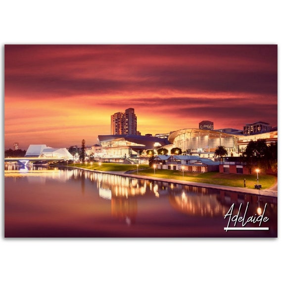 Adelaide Australia Cityscape Poster Print Urban Home Decor