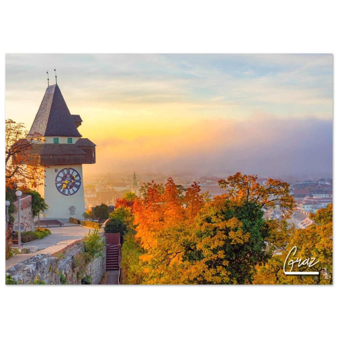 Graz Austria Travel Poster, Fall Colors