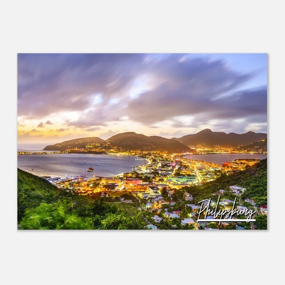 Philipsburg Sint Maarten Poster Caribbean Coast Landscape Art