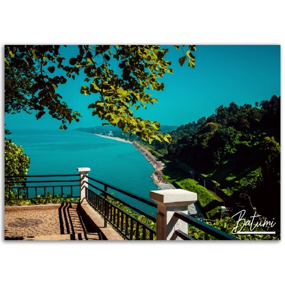 Batumi Georgia Black Sea Coast Overlook Scenic Travel Poster