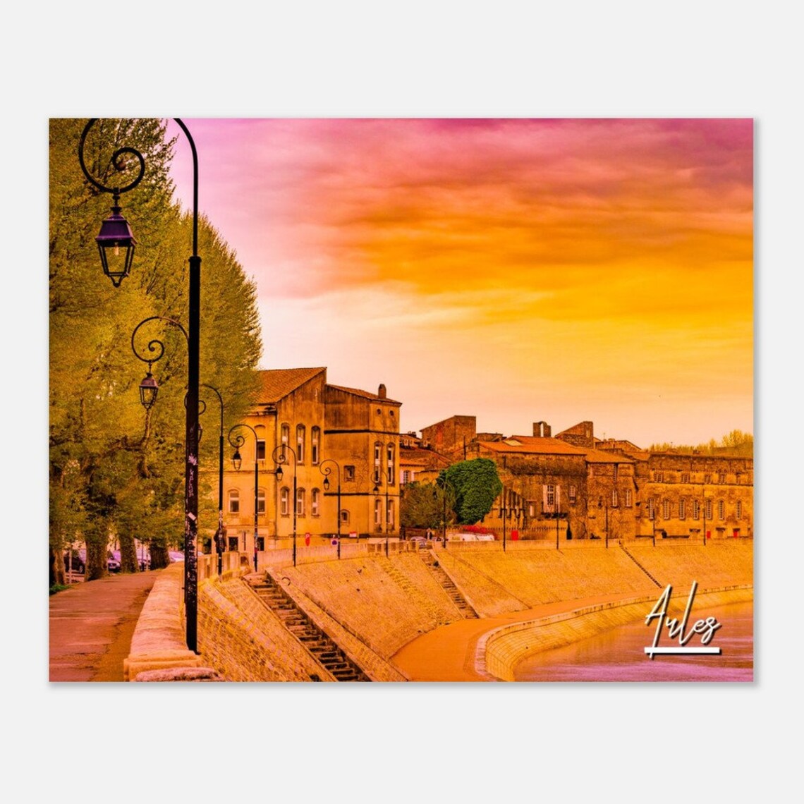 Arles France Rhone River Sunset Old Town Europe Travel Poster