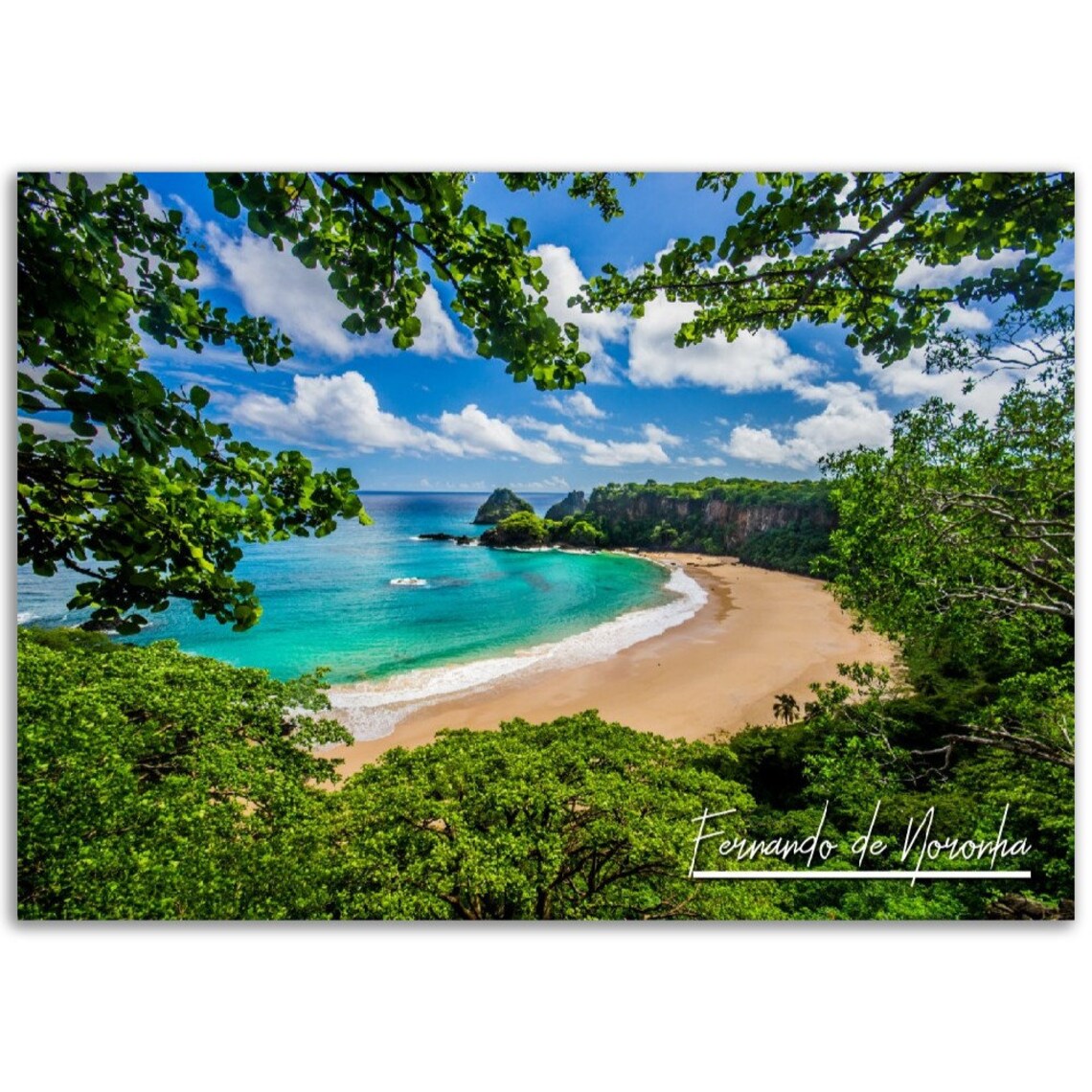 Fernando de Noronha Brazil Turquoise Beach Sunset Travel Poster