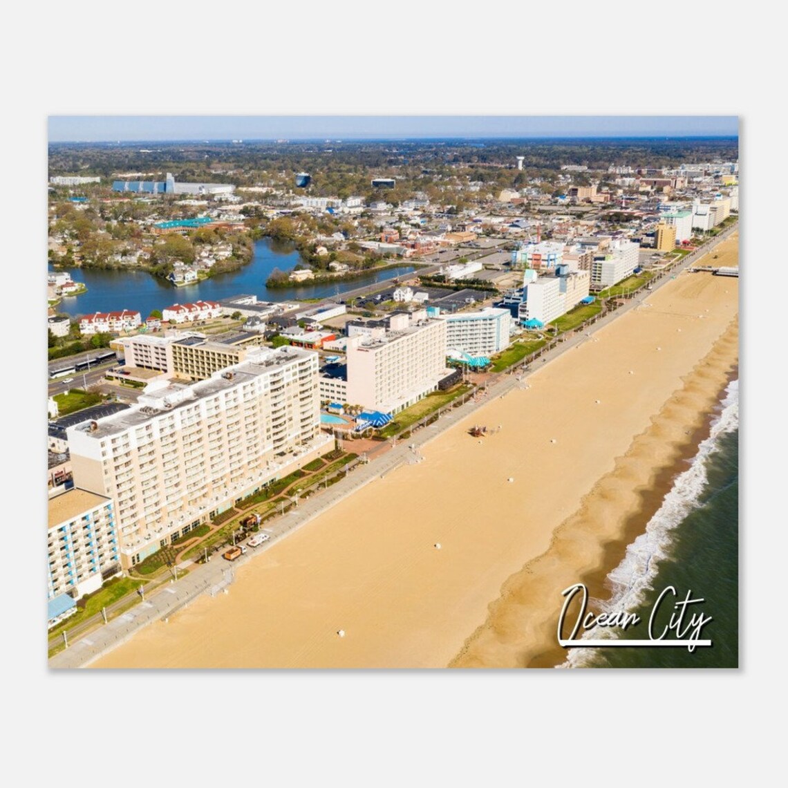 Ocean City Maryland Aerial Beach Skyline Travel Photography Poster