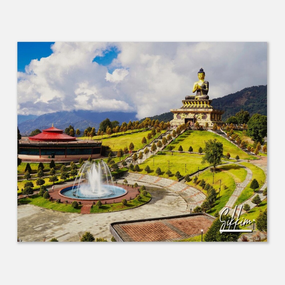 Sikkim Buddha Park Giant Golden Statue Garden Travel Photo Poster